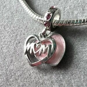 Pink Mom Heart‎ Charm fits PANDORA